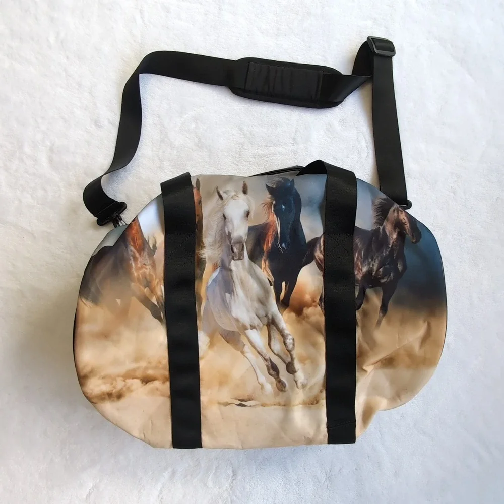 Horse Duffel Bag Equestrian‎ Print Gym Bag Running Horses Photo Western